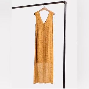 Coach 1941 Yellow Blue Confetti Print V Neck Midi Dress Size 2 NWT